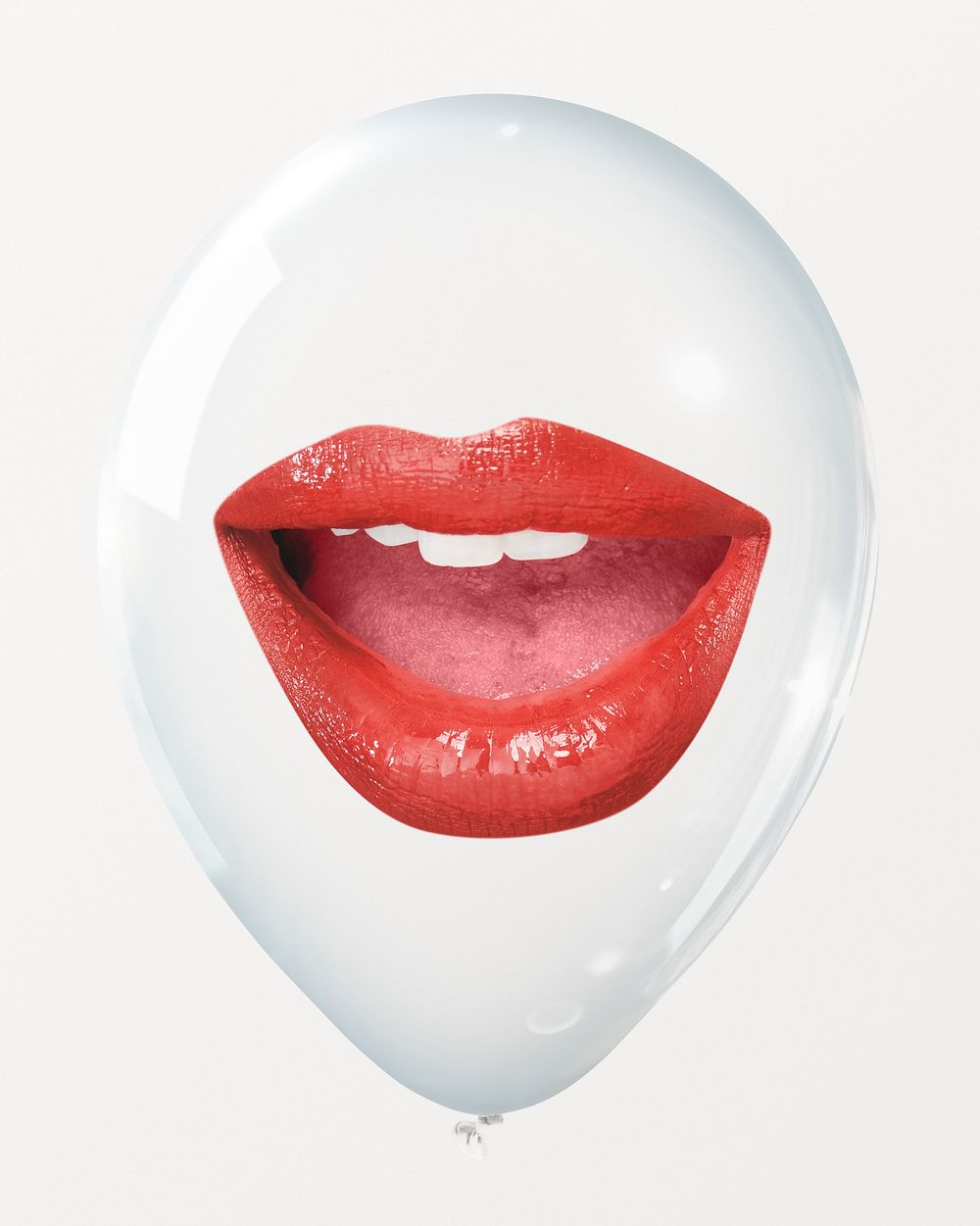 Red lips in clear balloon