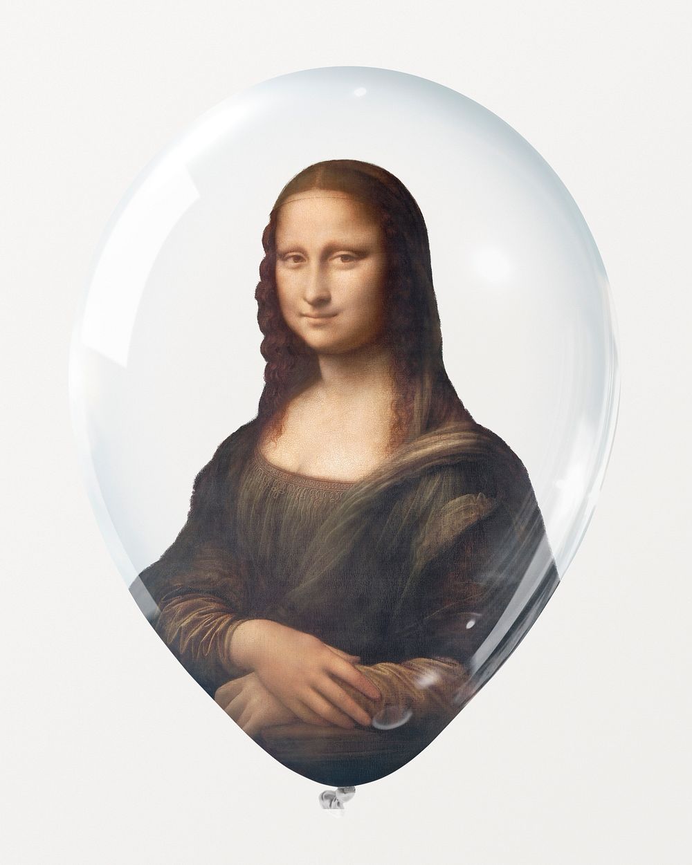 Mona Lisa printed on clear balloon, Leonardo da Vinci's famous artwork, remixed by rawpixel
