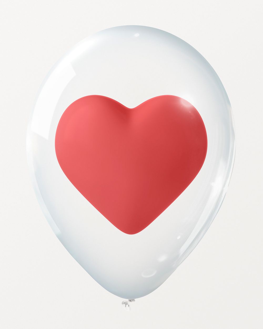 Heart floating in clear balloon