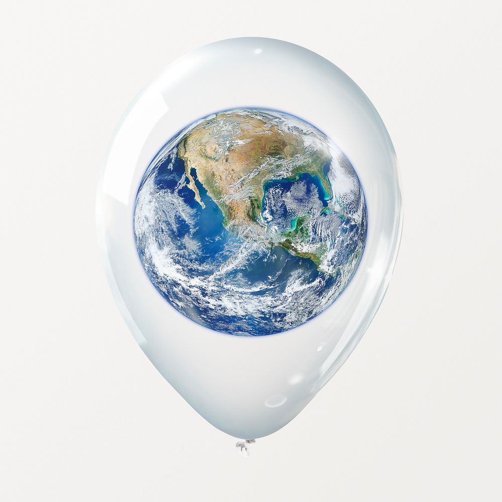 Planet Earth in clear balloon, environmental protection
