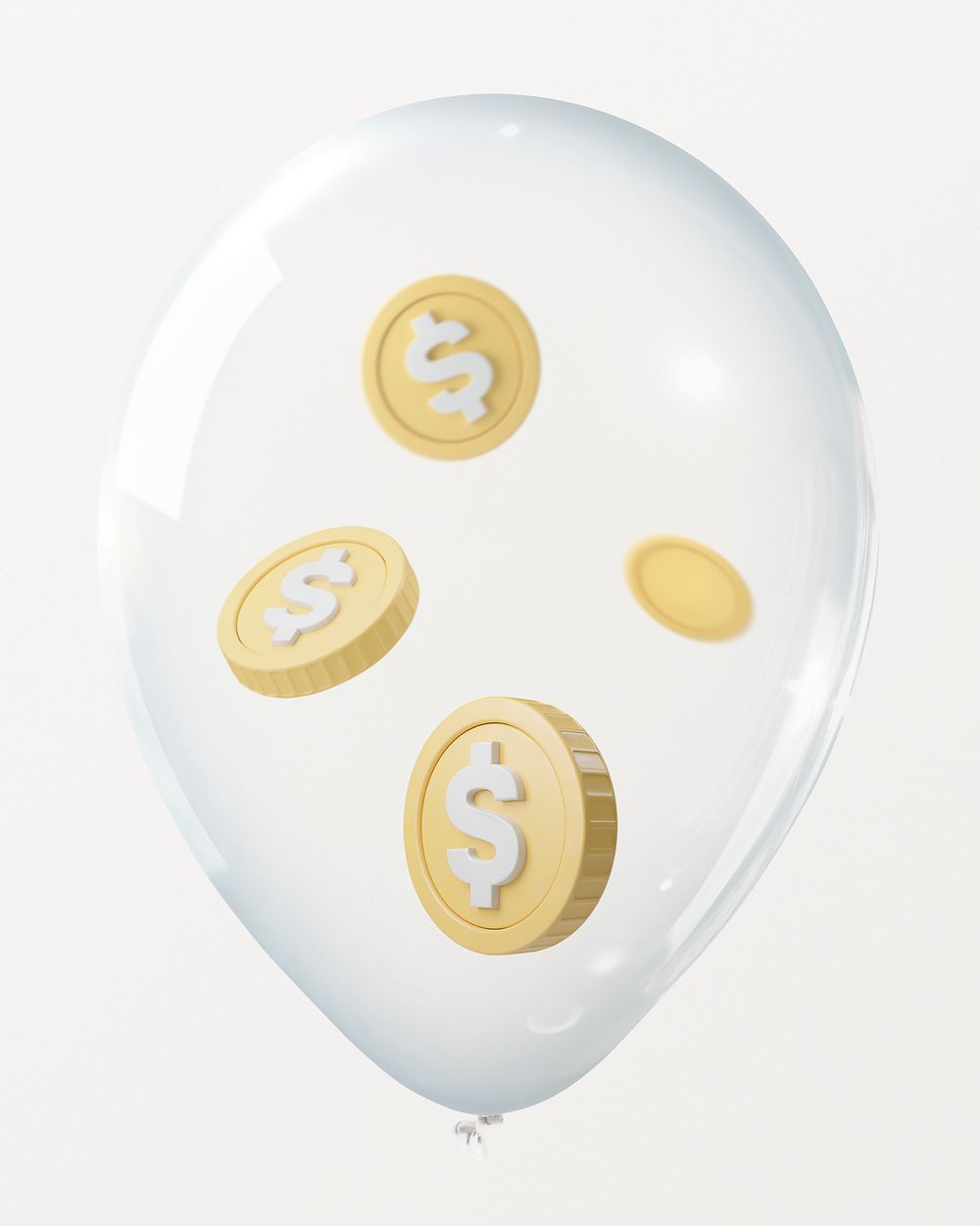 Financial insurance, floating coins in clear balloon