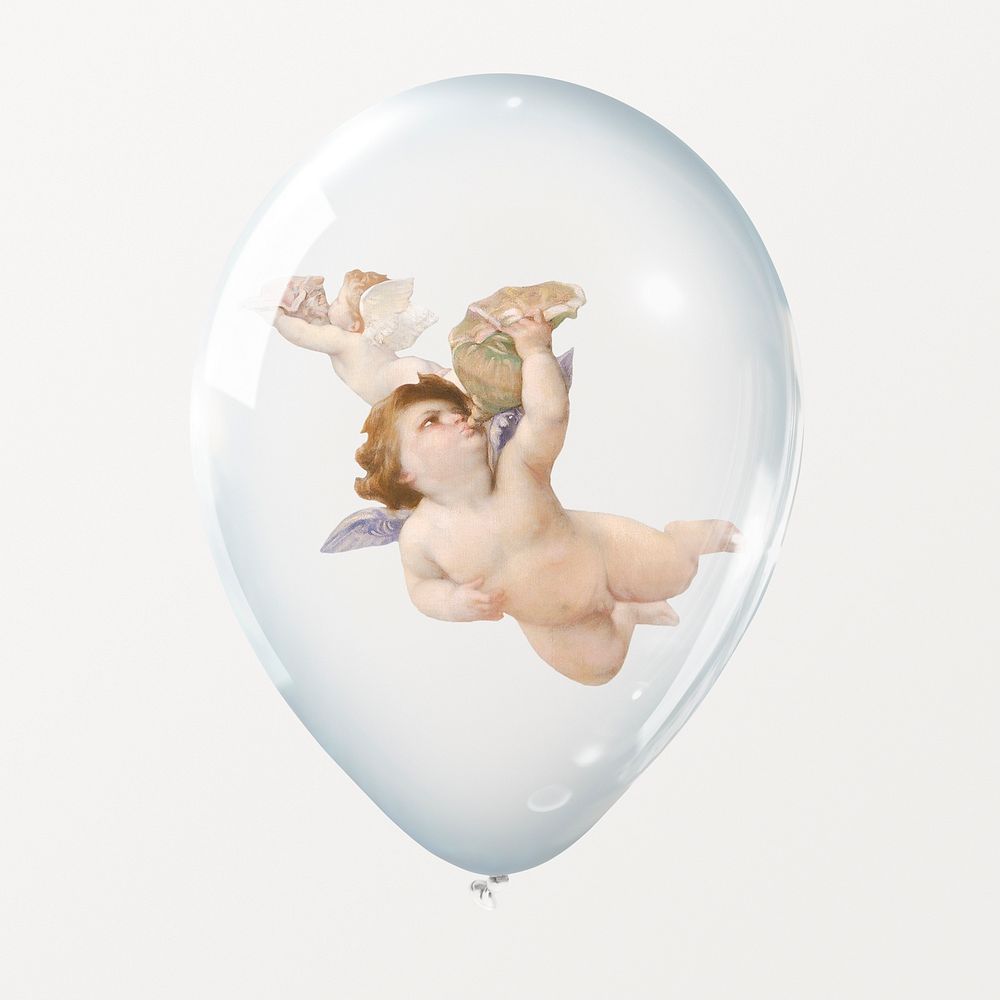 Clear balloon with flying cherubs print