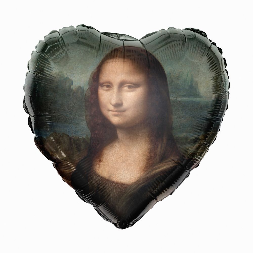 Mona Lisa heart balloon clipart, Leonardo da Vinci painting, remixed by rawpixel