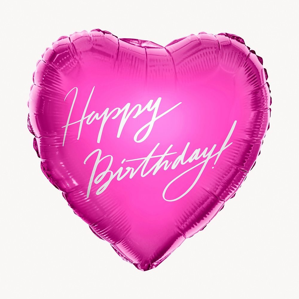 Happy birthday heart balloon clipart, greeting message