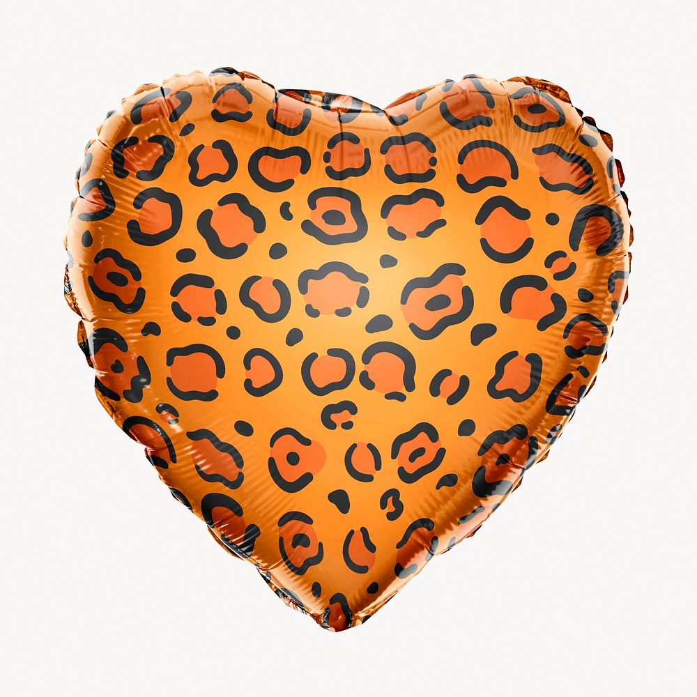 Leopard pattern heart balloon clipart, animal prints graphic