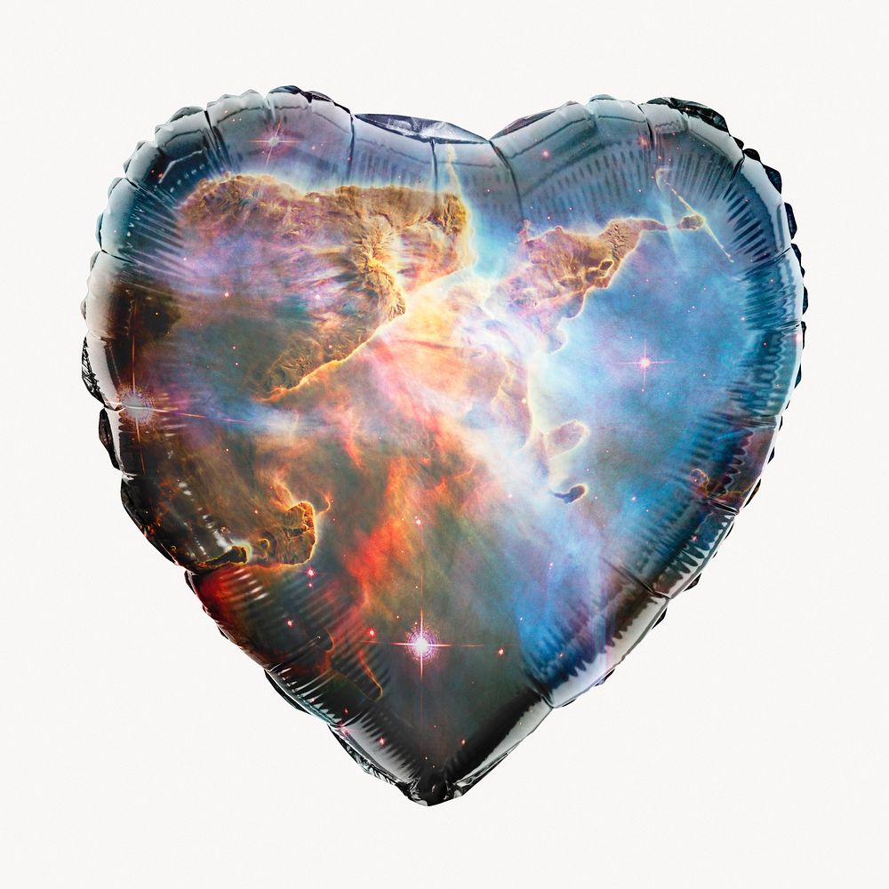 Aesthetic galaxy heart balloon clipart, space photo