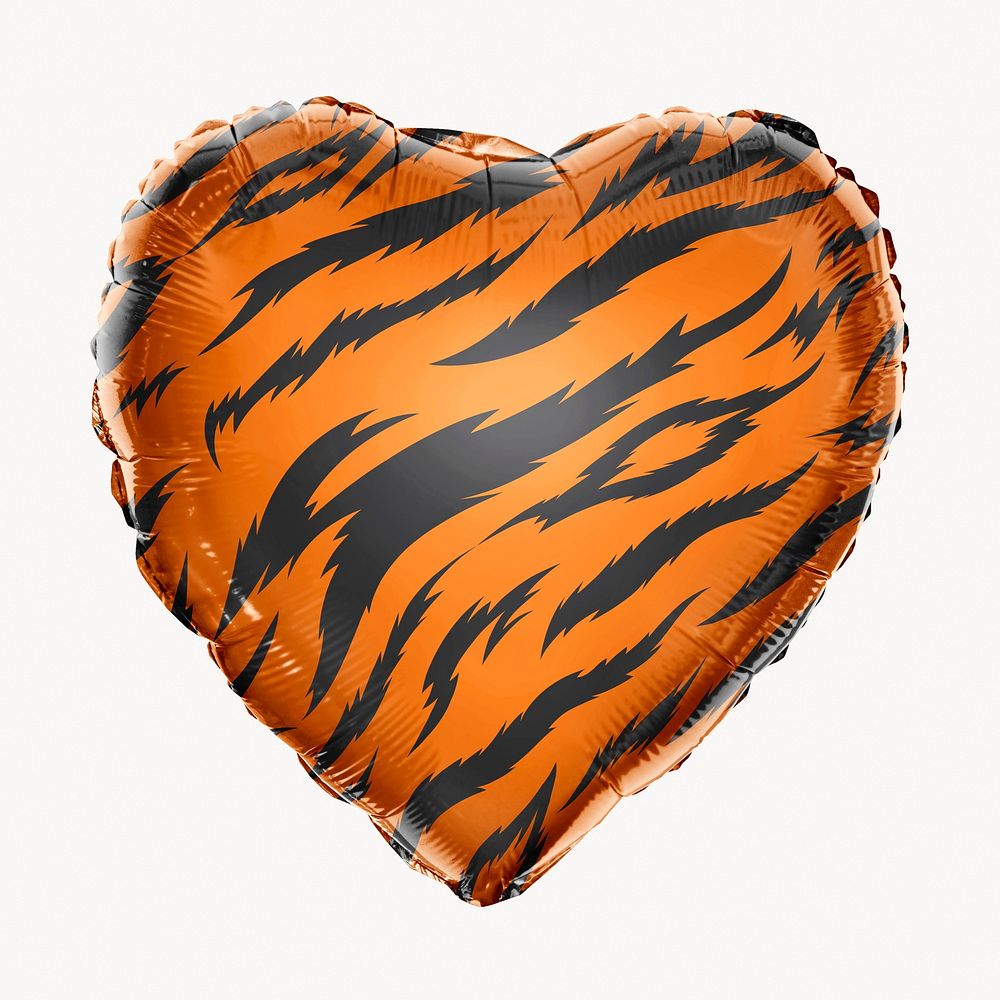 Tiger stripe pattern heart balloon clipart, animal prints graphic