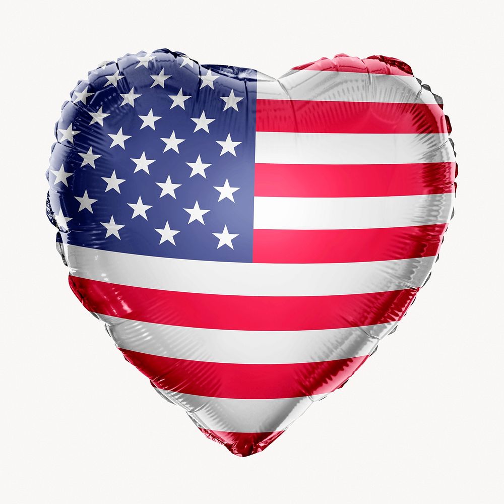 American flag heart balloon clipart, national symbol graphic