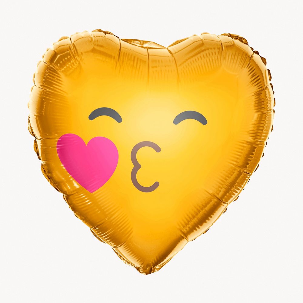 Kiss emoticon heart balloon clipart, expression graphic