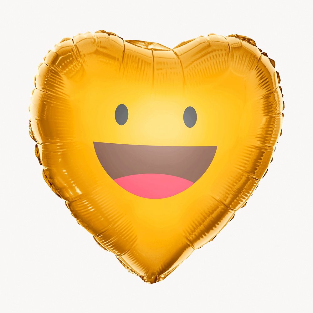 Smiling face emoticon heart balloon clipart, expression graphic