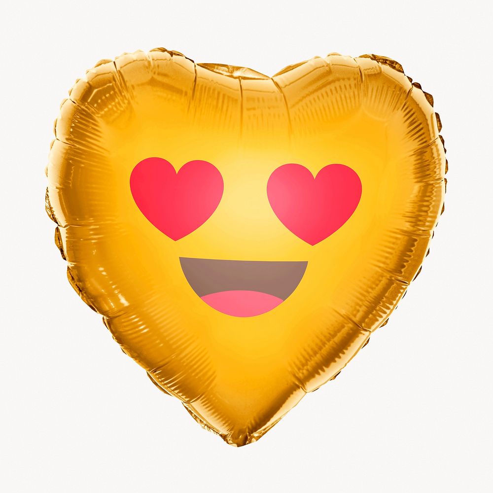 Heart eyes emoticon balloon clipart, expression graphic