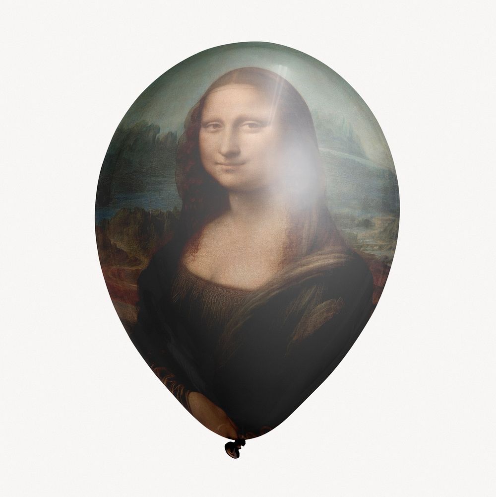 Mona Lisa balloon clipart, Leonardo da Vinci painting, remixed by rawpixel