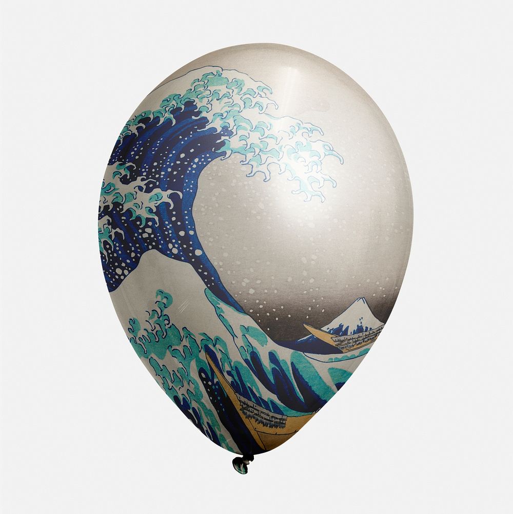 Great Wave Off Kanagawa balloon clipart, traditional painting, remixed by rawpixel
