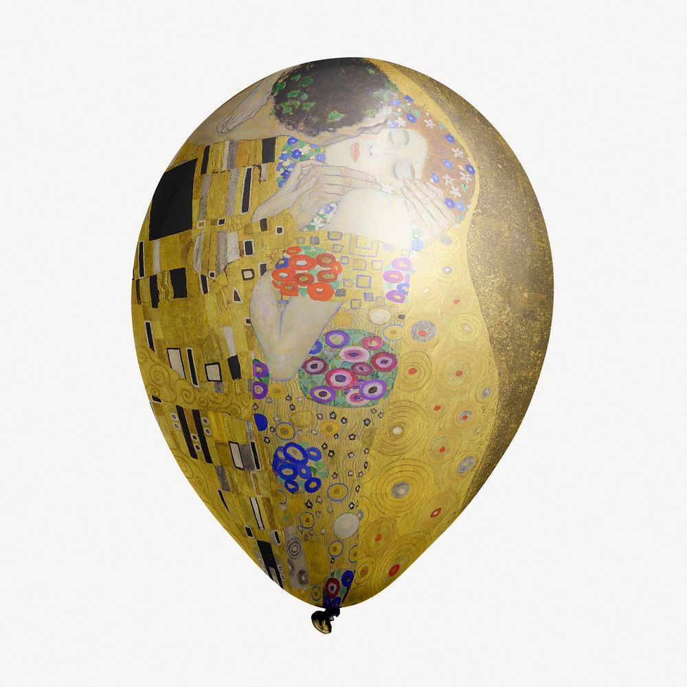 The Kiss balloon clipart, Gustav Klimt's painting, remixed by rawpixel