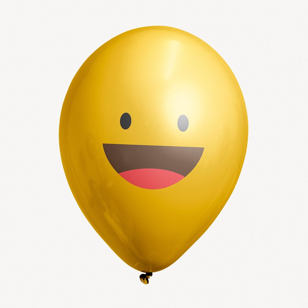 Smiling face emoticon balloon clipart, expression graphic