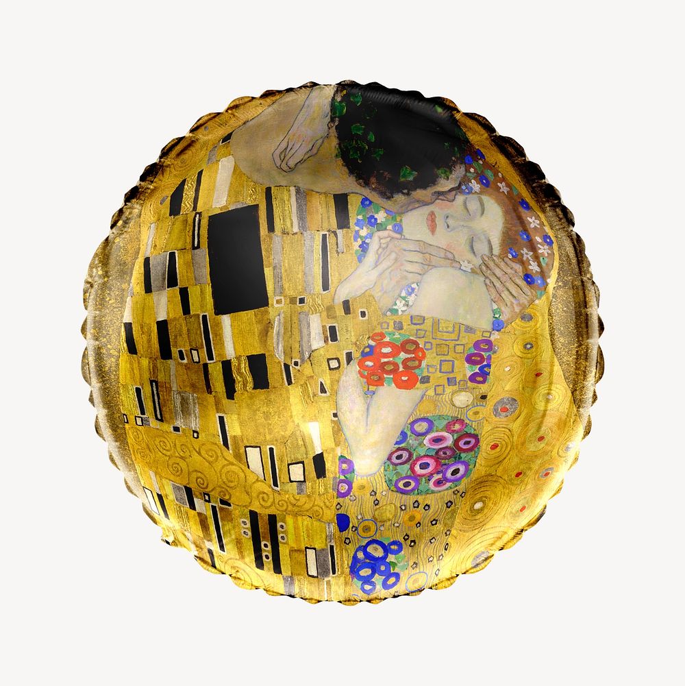 The Kiss circle balloon clipart, Gustav Klimt's painting, remixed by rawpixel