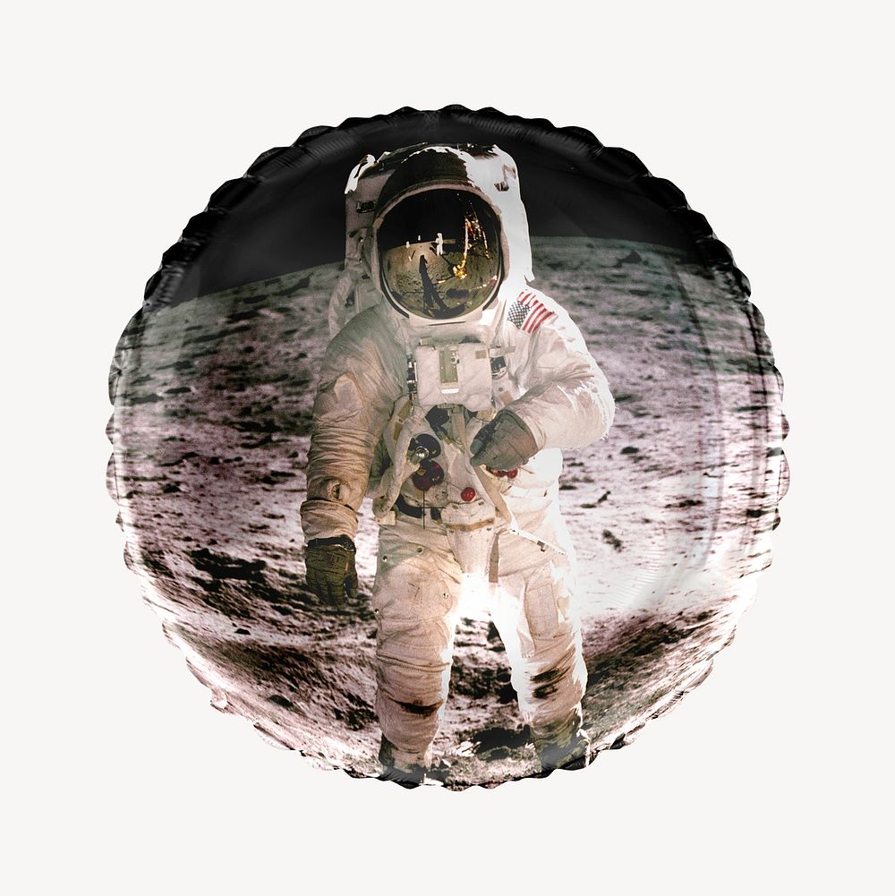 Astronaut on the moon circle balloon clipart, space photo