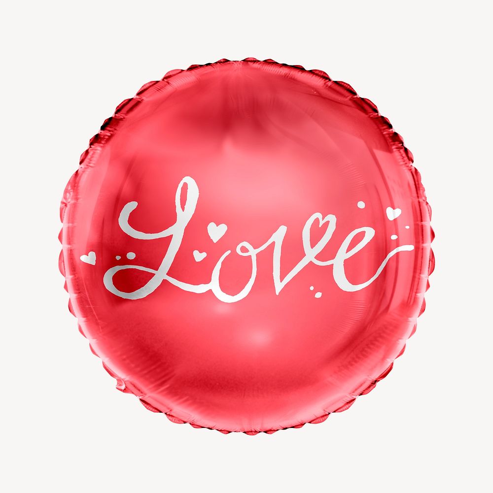 Love typography circle balloon clipart, Valentine's celebration graphic