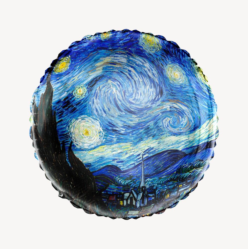 Starry night circle balloon clipart, famous painting by Vincent Van Gogh, remixed by rawpixel