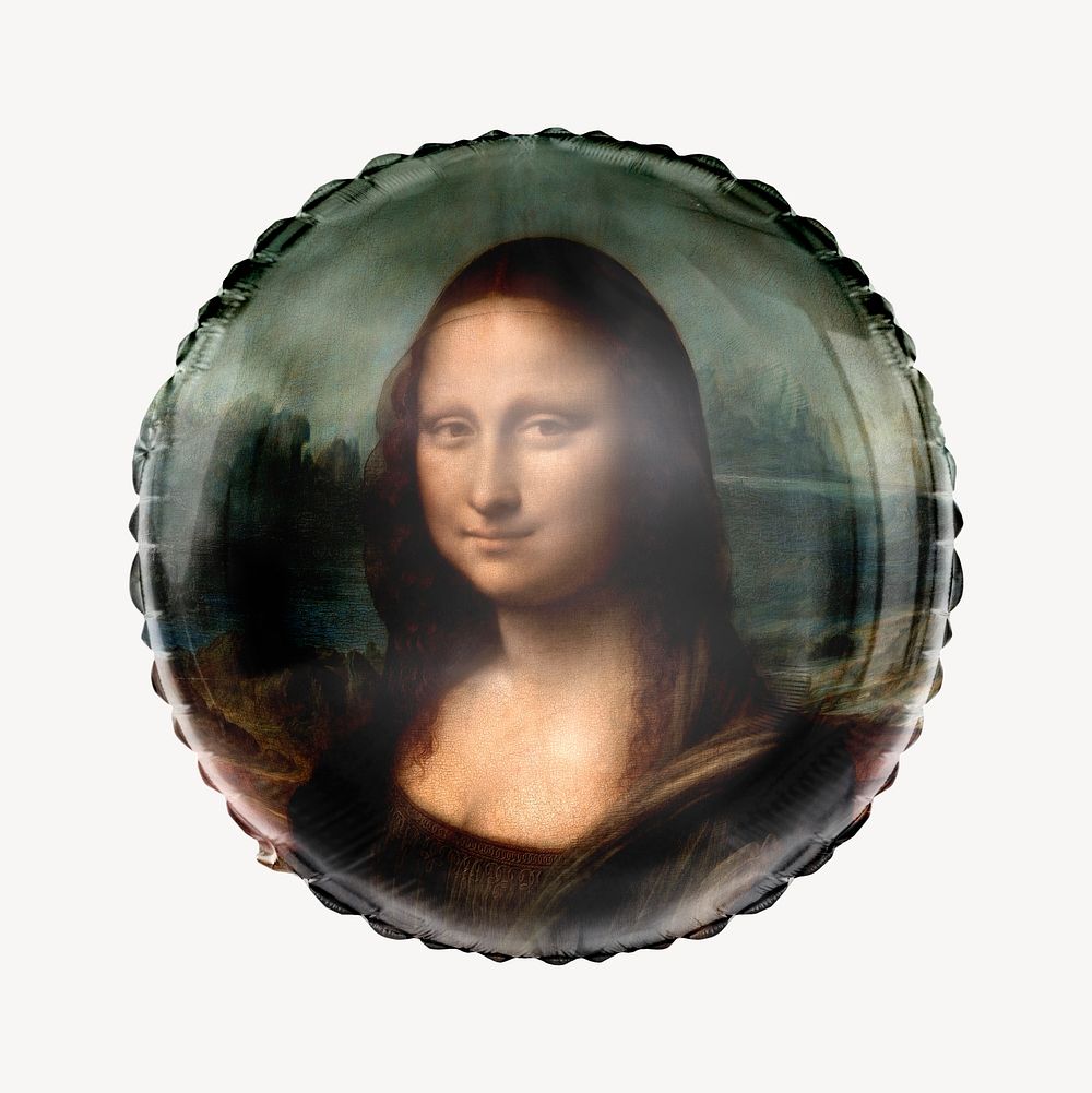 Mona Lisa circle balloon clipart, Leonardo da Vinci painting, remixed by rawpixel