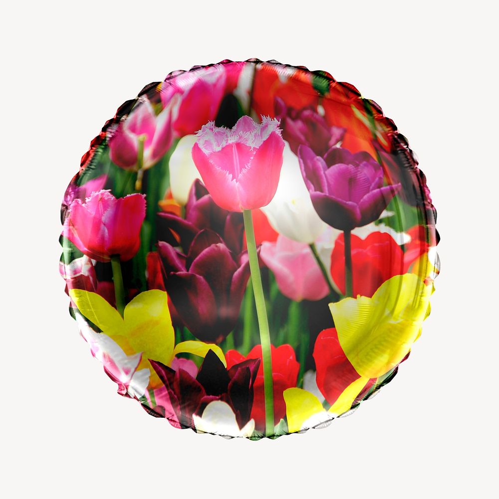 Tulip flowers circle balloon clipart, Spring photo