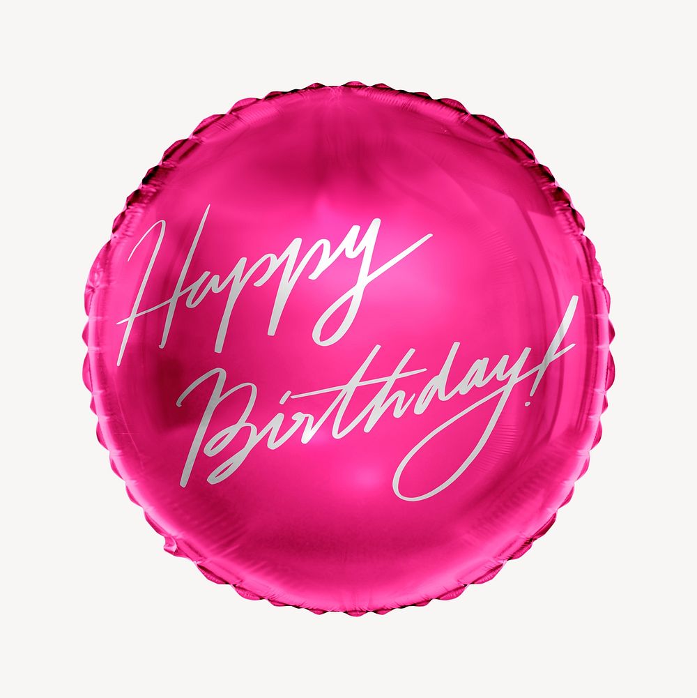 Happy birthday circle balloon clipart, greeting message graphic