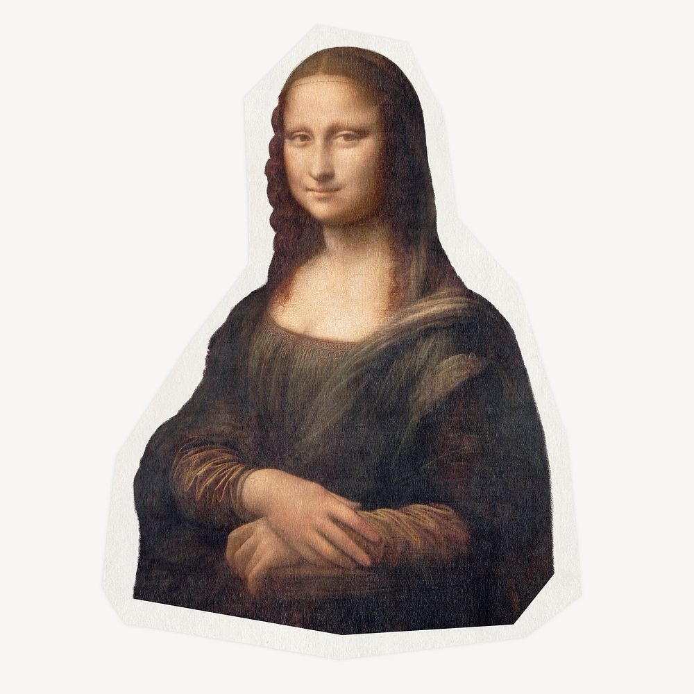 Mona Lisa on a rough cut paper effect design, remixed by rawpixel