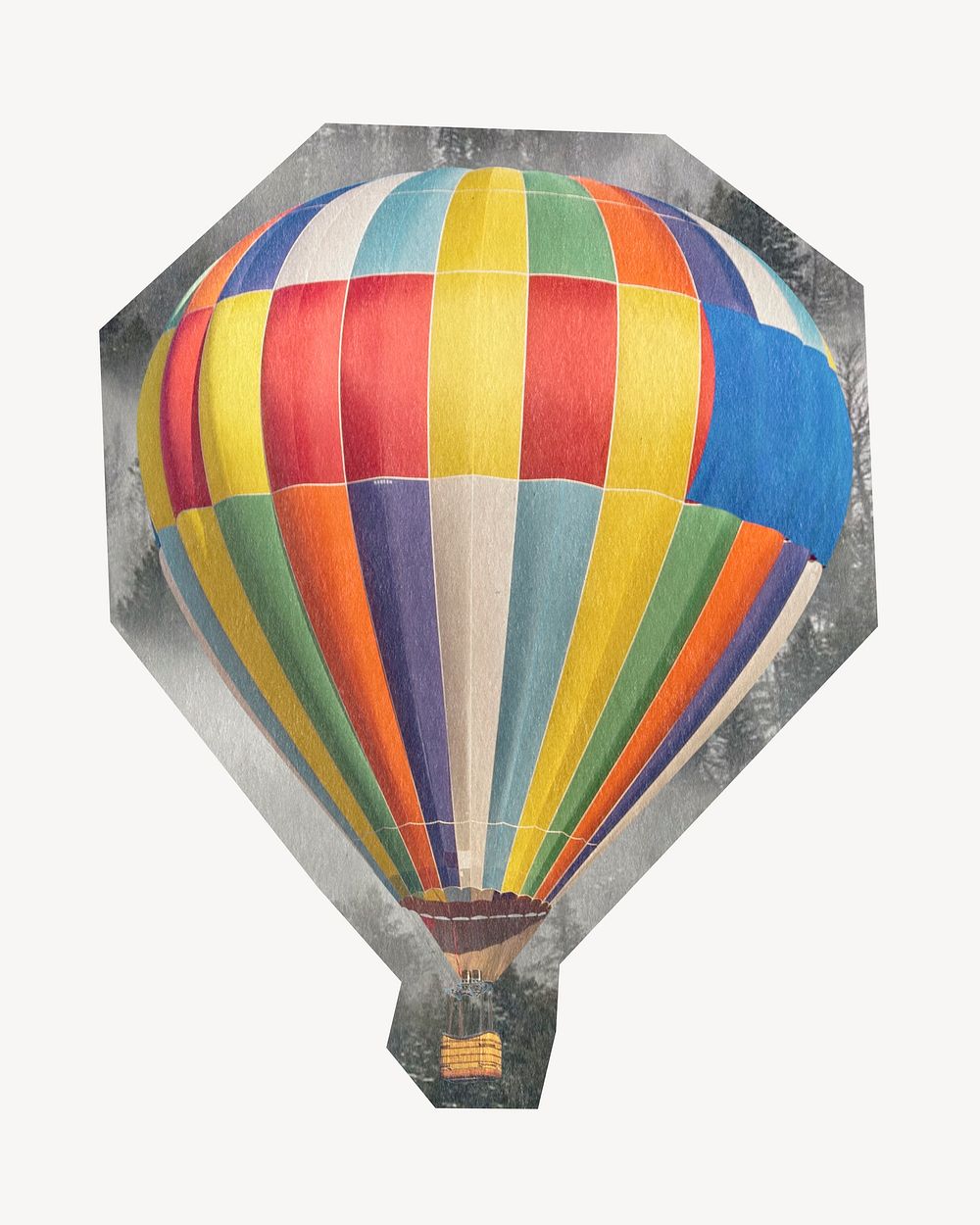 Hot air balloon on a rough cut paper effect design