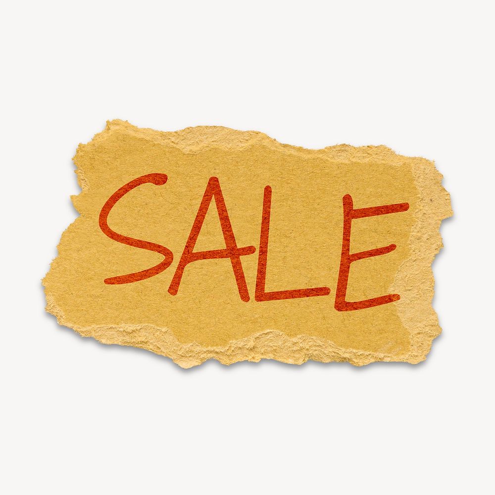 Sale typography on torn paper note