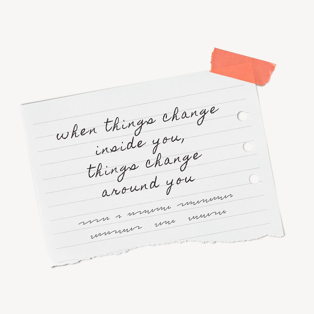 Positive mindset quote typography on torn paper note