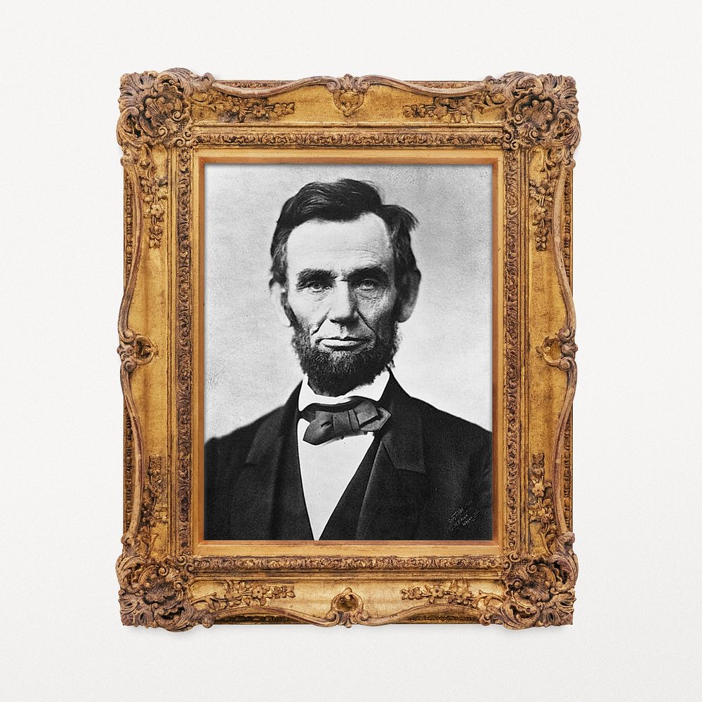 President Abraham Lincoln portrait in decorative gold frame