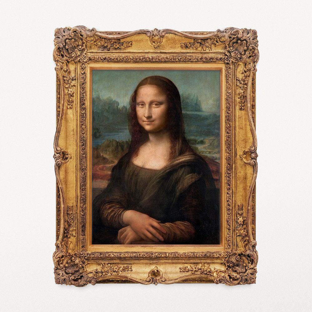 Mona Lisa vintage artwork in decorative Rococo frame, remixed by rawpixel