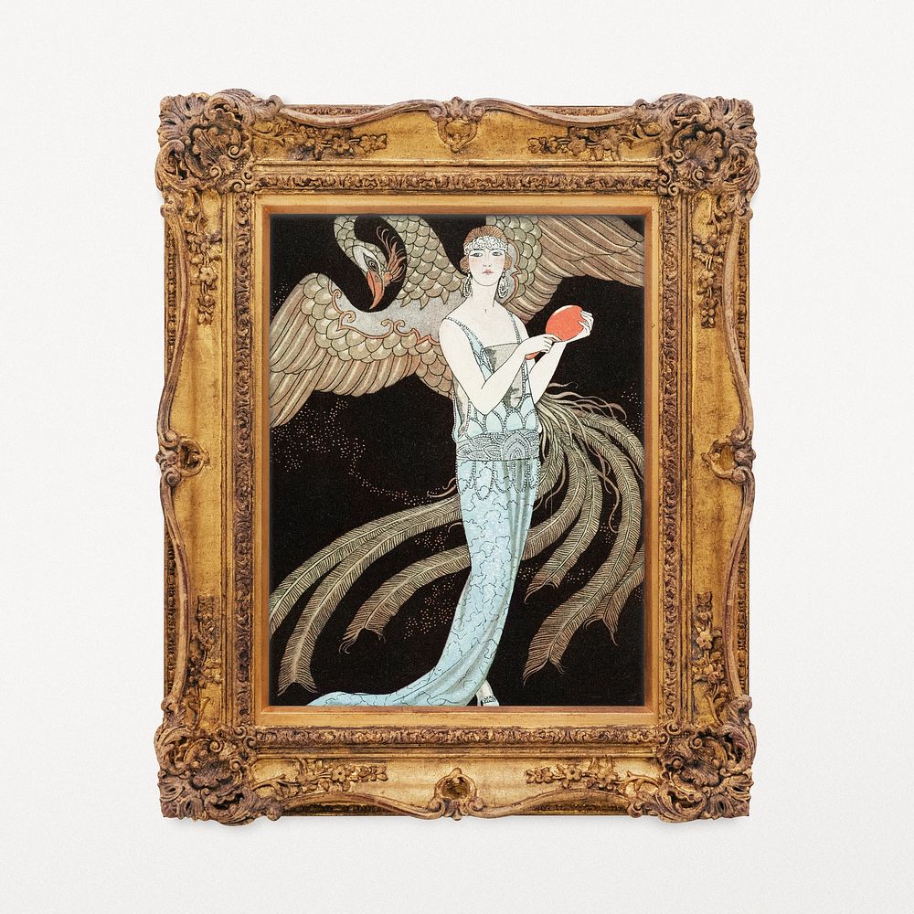 Jazz age fashion vintage artwork in decorative Rococo frame, remixed by rawpixel