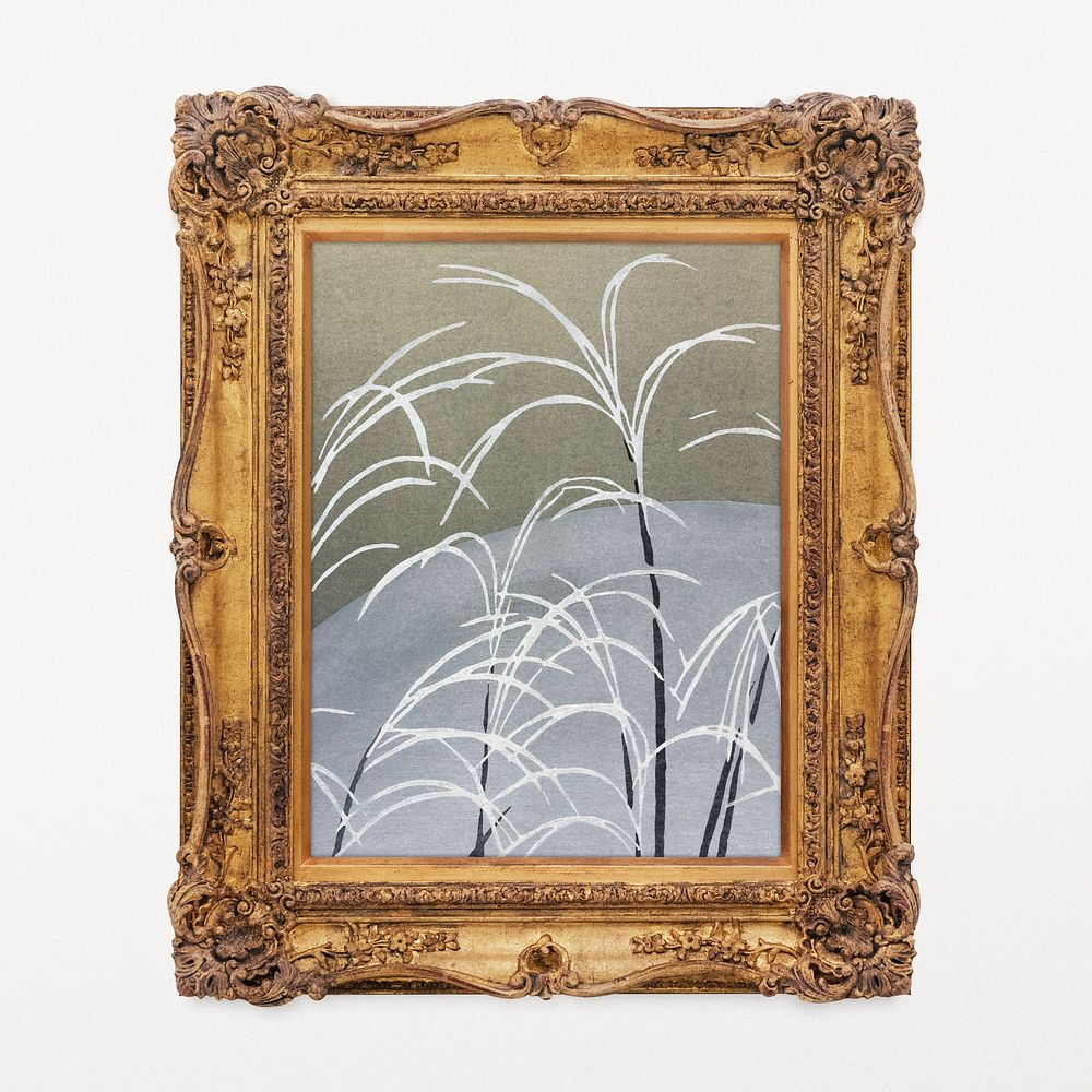 Winter nature vintage artwork in decorative Rococo frame, remixed by rawpixel