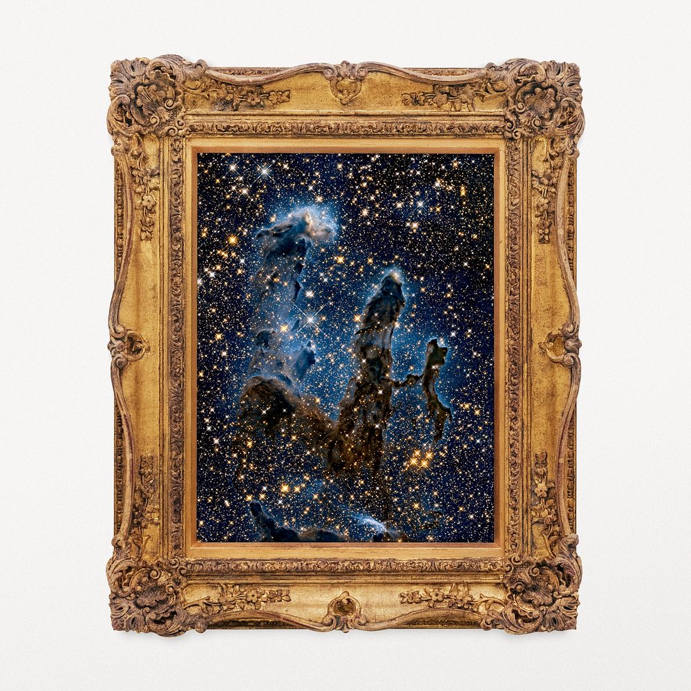 The universe artwork in decorative gold frame