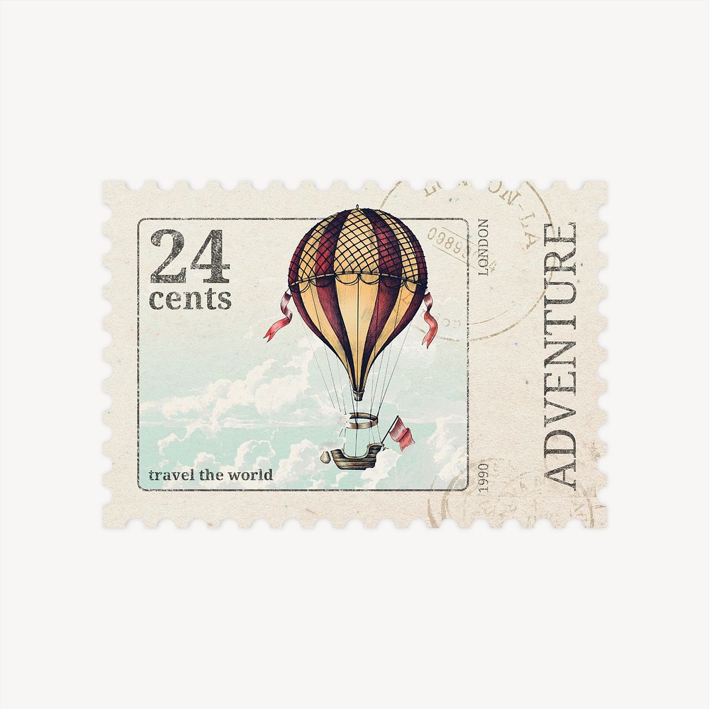 Balloon adventure postage stamp graphic
