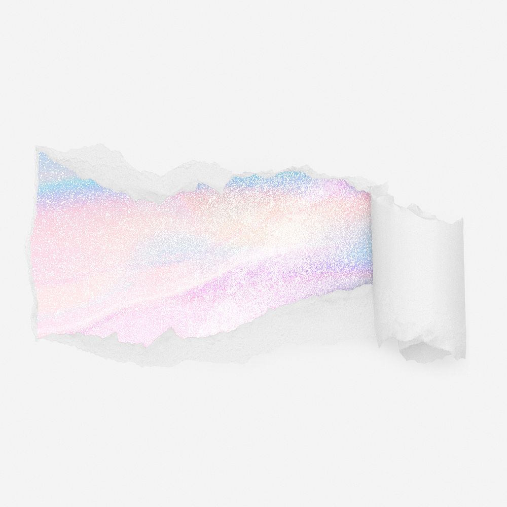 Glittery holographic ripped paper reveal, pastel graphic