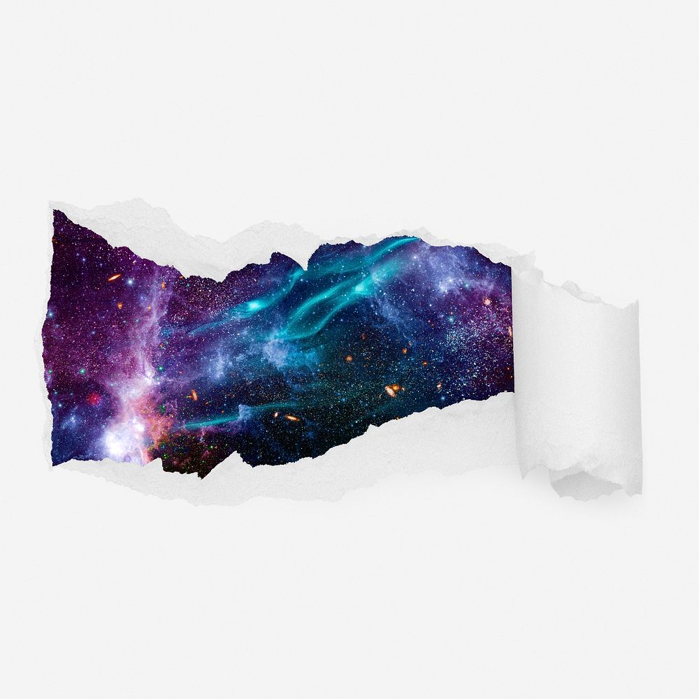 Aesthetic galaxy ripped paper reveal, space photo