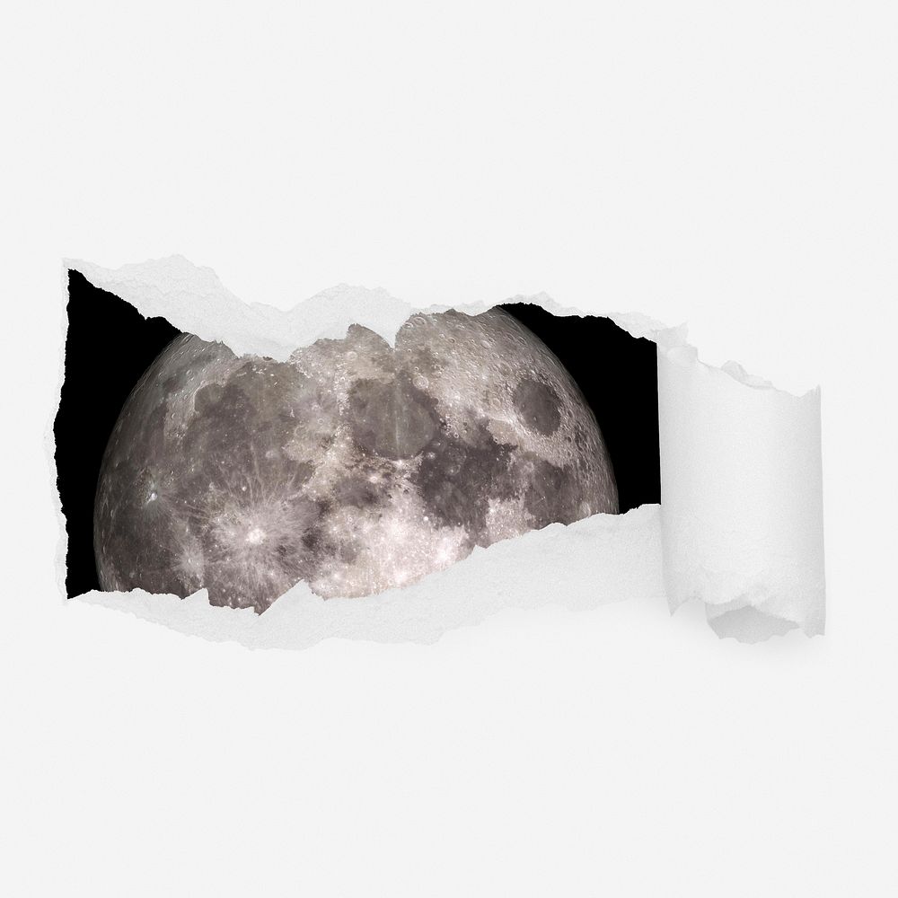 Moon surface ripped paper reveal, galaxy photo