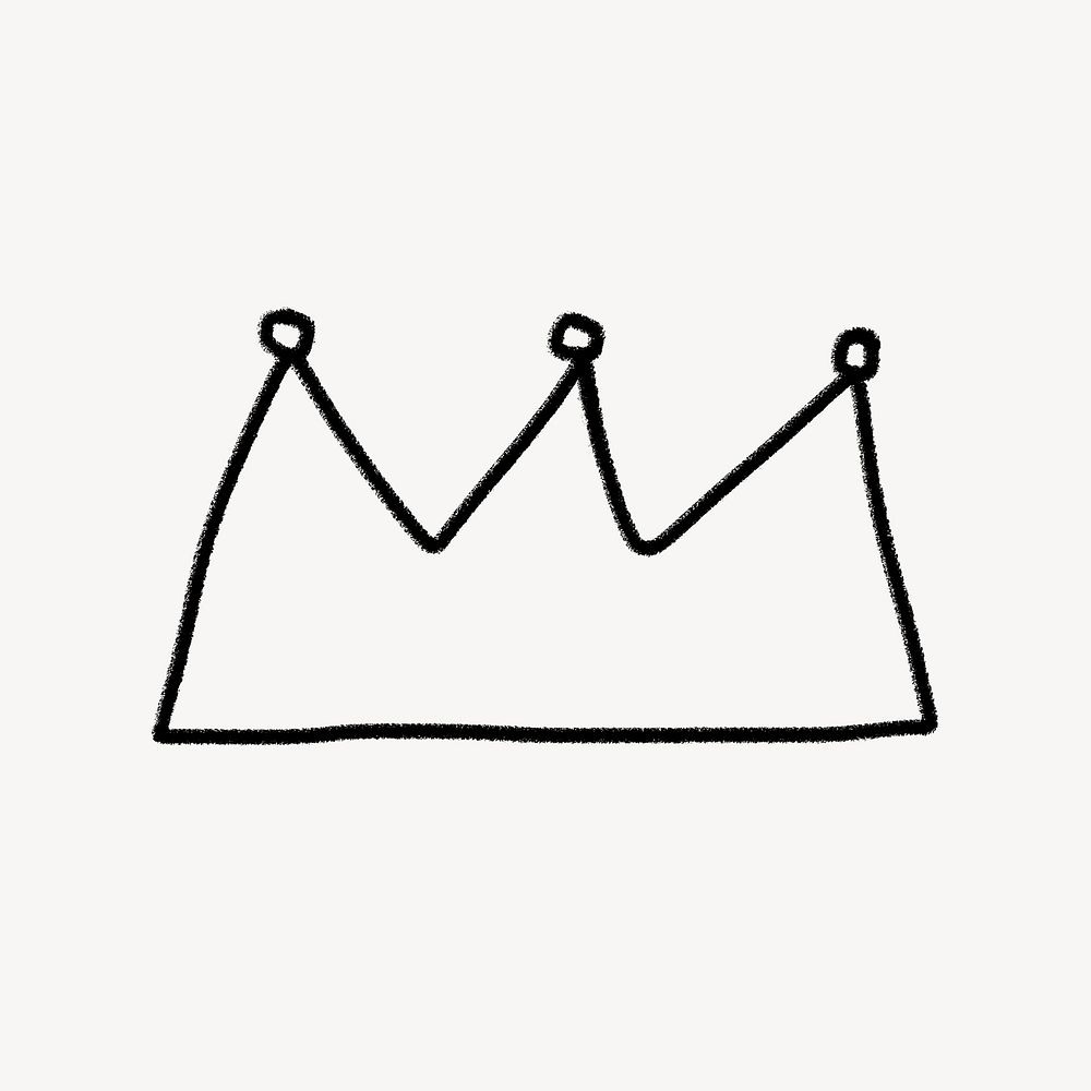 Crown doodle clipart, simple monarchy design psd