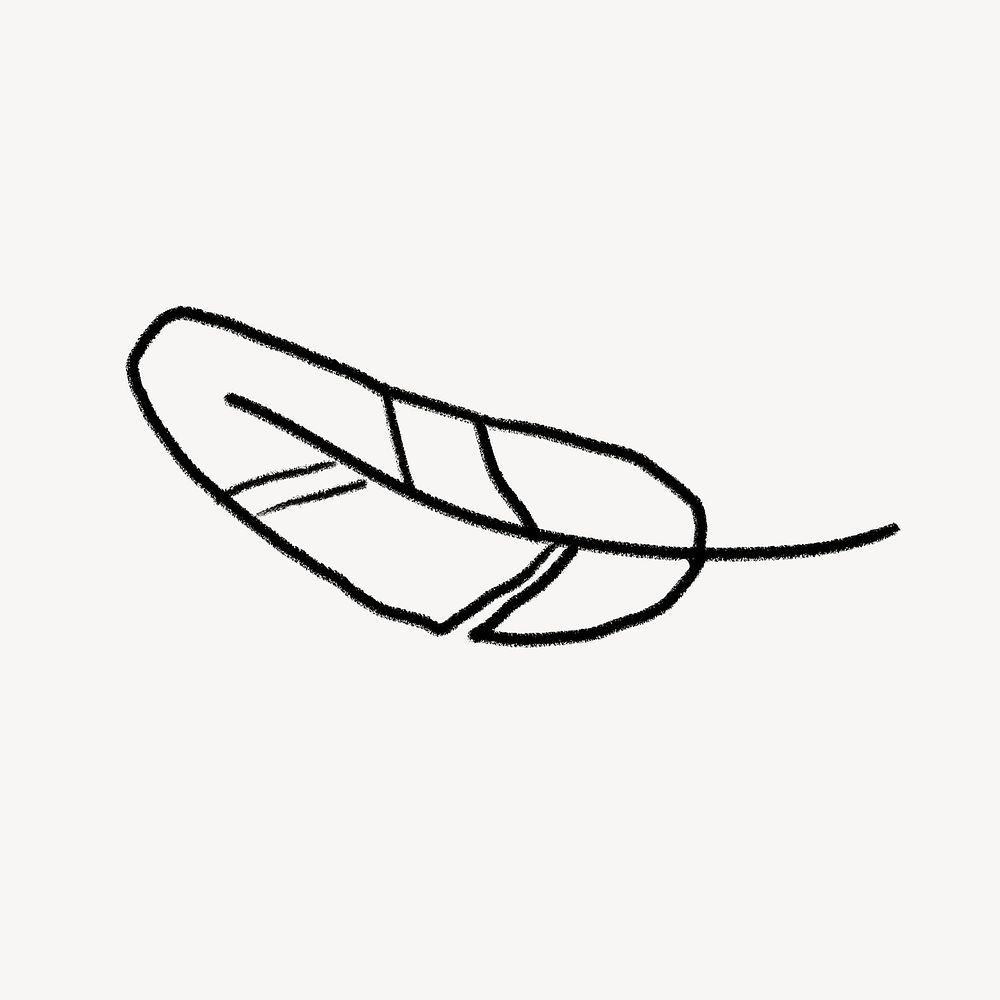 Feather doodle clipart, cute design psd