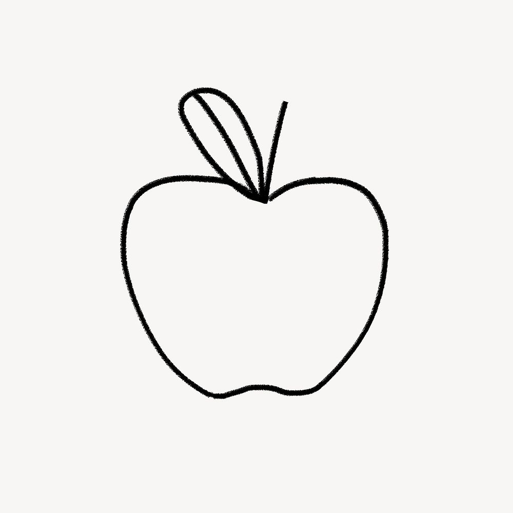 Apple doodle clipart, fruit design psd