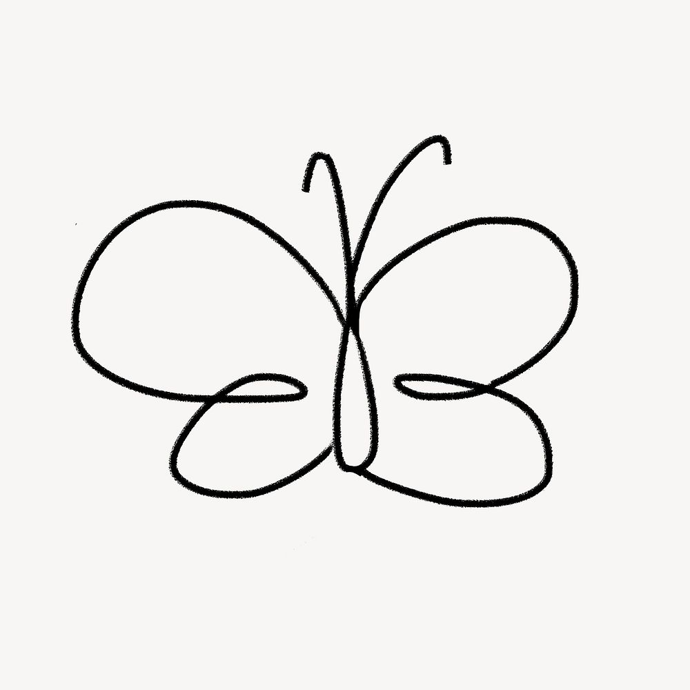 Butterfly doodle clipart, insect design psd