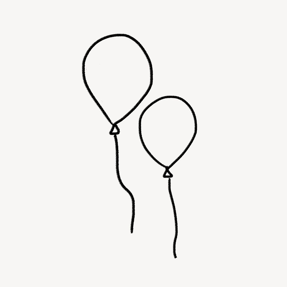 Balloons doodle clipart, party design psd