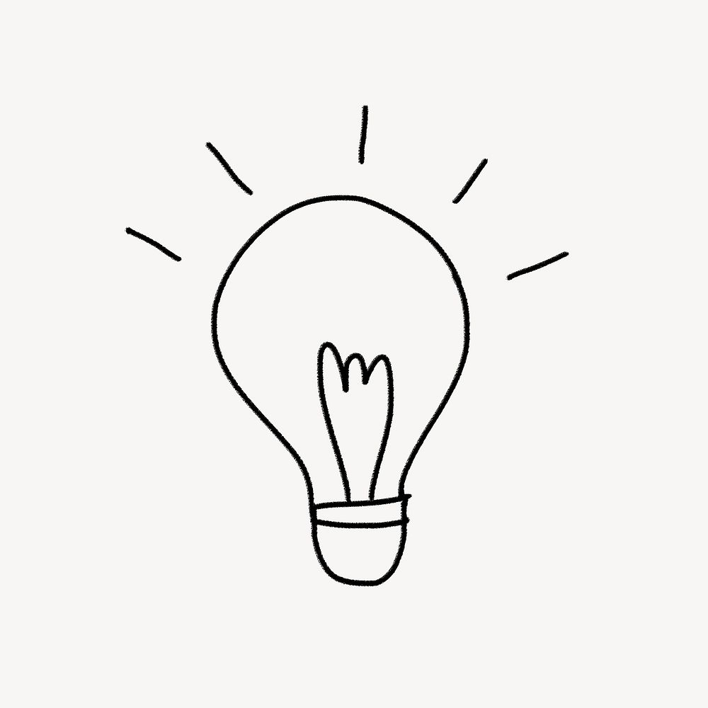 Light bulb doodle clip art, creative idea design