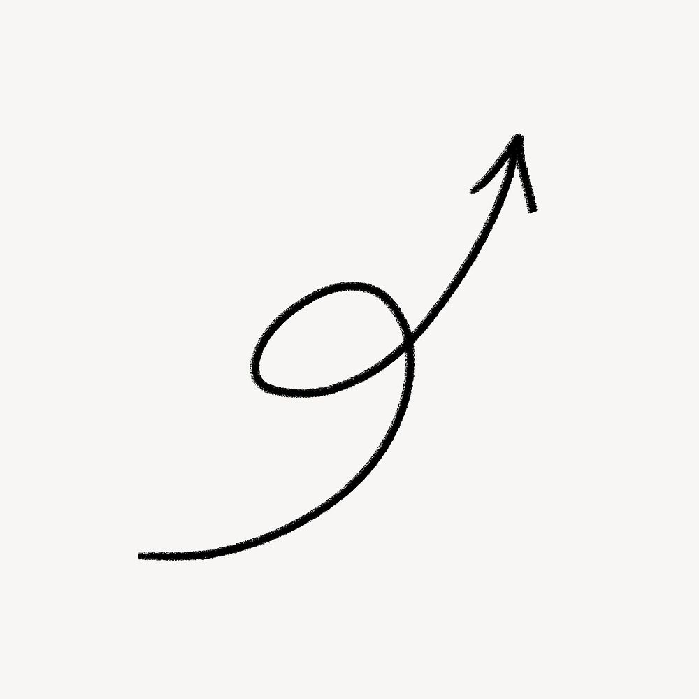 Swirly arrow doodle clip art, direction design