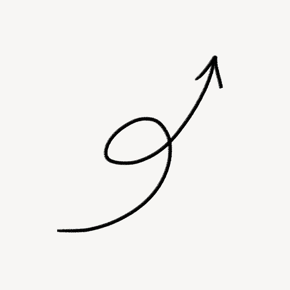 Swirly arrow doodle clipart, direction design psd