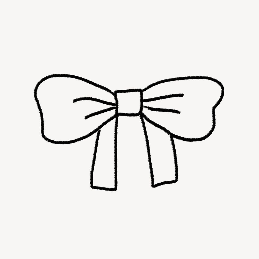 Bow doodle clipart, cute simple design psd