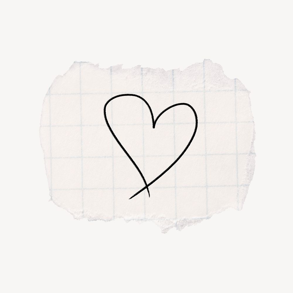 Heart doodle clip art, torn paper design