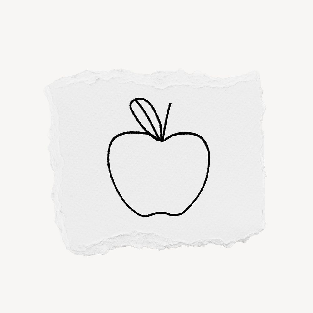 Apple doodle clip art, ripped paper design